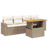 Set Divano da Giardino 5 pz con Cuscini Beige in Polyrattan 3271191