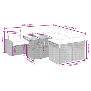 Set Divani da Giardino 9 pz con Cuscini Nero in Polyrattan 3271237