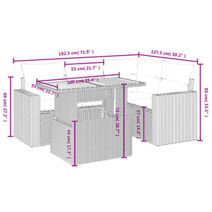 Set Divano da Giardino 5 pz con Cuscini Beige in Polyrattan 3271297