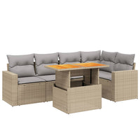 Set Divano da Giardino 6 pz con Cuscini Beige in Polyrattan 3271304