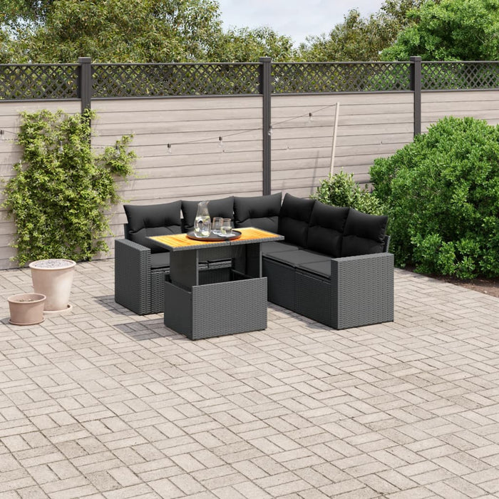 Set Divano da Giardino 6 pz con Cuscini Nero in Polyrattancod mxl 88568