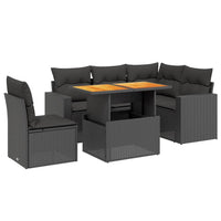 Set Divano da Giardino 6 pz con Cuscini Nero in Polyrattan 3271314