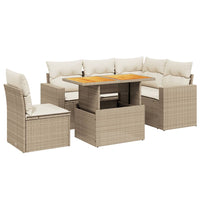 Set Divano da Giardino 6 pz con Cuscini Beige in Polyrattan 3271317