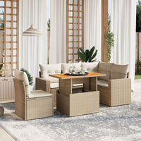 Set Divano da Giardino 6 pz con Cuscini Beige in Polyrattan 3271317