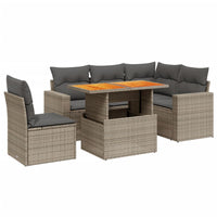 Set Divano da Giardino 6 pz con Cuscini Grigio in Polyrattan 3271319