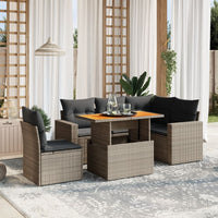 Set Divano da Giardino 6 pz con Cuscini Grigio in Polyrattan 3271319