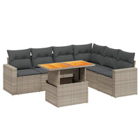 Set Divani da Giardino 7 pz con Cuscini Grigio in Polyrattan 3271333