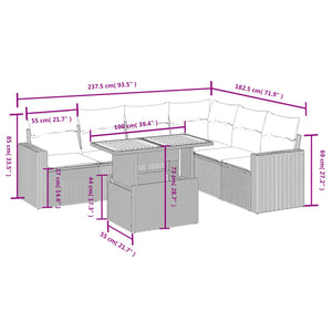 Set Divani da Giardino 7 pz con Cuscini Grigio in Polyrattan 3271333