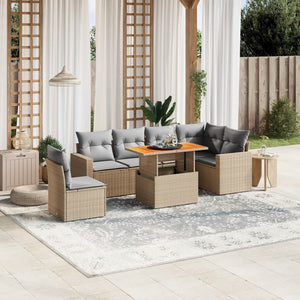 Set Divani da Giardino 7 pz con Cuscini Beige in Polyrattan 3271339