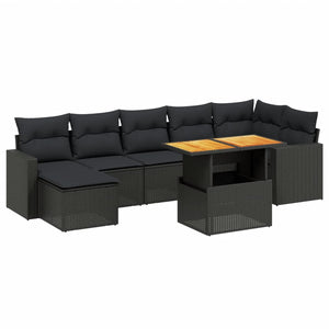 Set Divani da Giardino con Cuscini 8 pz Nero in Polyrattan 3271419