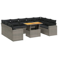 Set Divano da Giardino 10 pz con Cuscini Grigio in Polyrattan 3271459