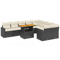 Set Divani da Giardino 10pz con Cuscini in Polyrattan Nero 3271469