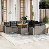 Set Divano da Giardino 10 pz con Cuscini Grigio in Polyrattan 3271473