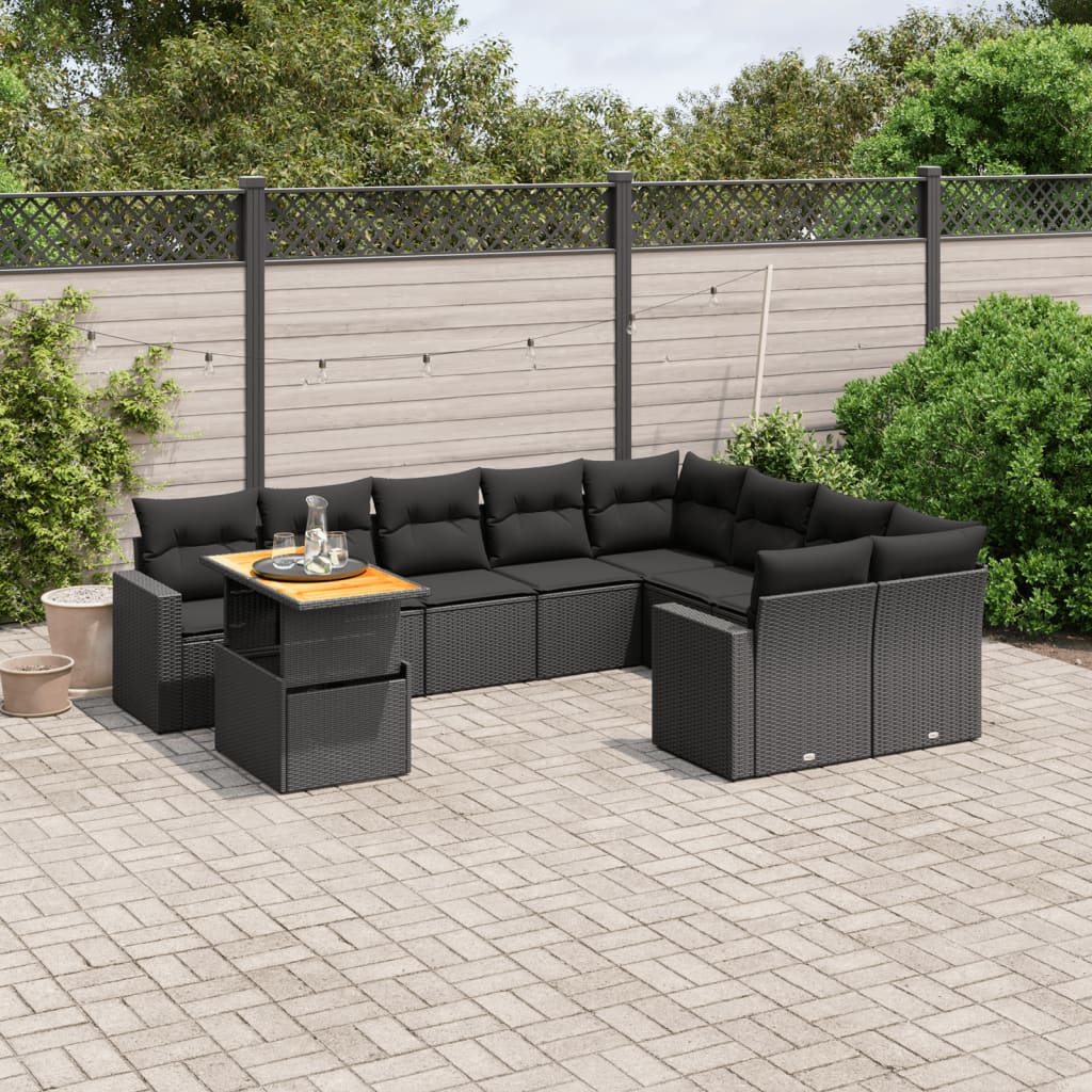 Set Divani da Giardino 10pz con Cuscini in Polyrattan Nerocod mxl 114125