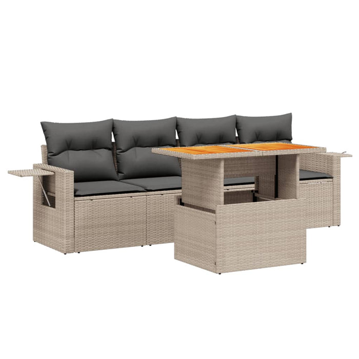 Set Divano da Giardino 5 pz con Cuscini Grigio in Polyrattan 3271634