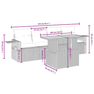 Set Divano da Giardino 5 pz con Cuscini Grigio in Polyrattan 3271634