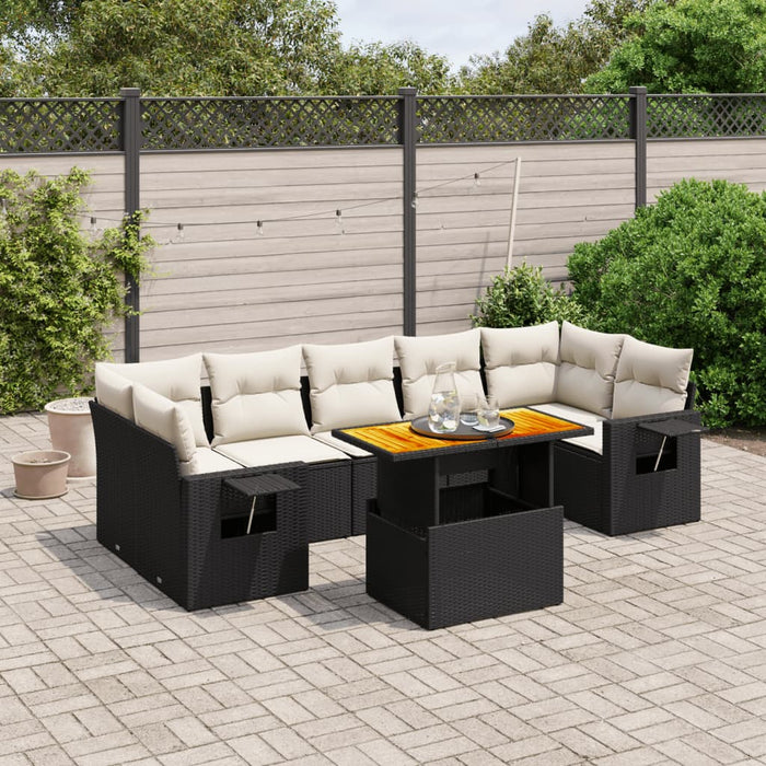 Set Divani da Giardino con Cuscini 8 pz Nero in Polyrattan 3271665