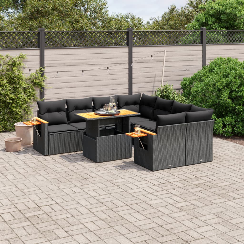 Set Divani da Giardino con Cuscini 8 pz Nero in Polyrattan 3271678