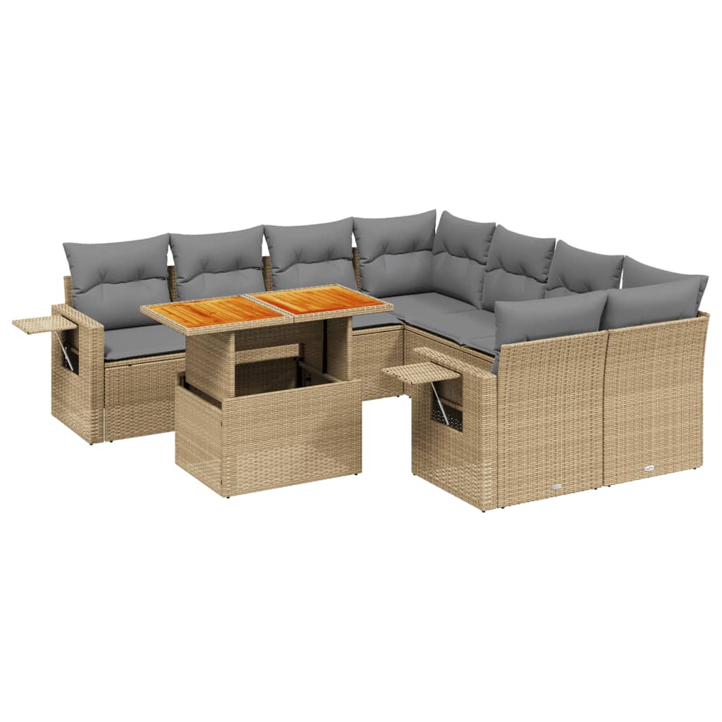 Set Divano da Giardino 8 pz con Cuscini Beige in Polyrattan 3271682