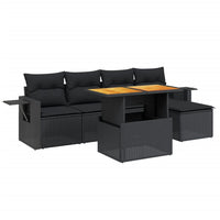 Set Divano da Giardino 6 pz con Cuscini Nero in Polyrattancod mxl 112899