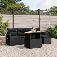 Set Divano da Giardino 6 pz con Cuscini Nero in Polyrattancod mxl 112899