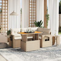 Set Divano da Giardino 5 pz con Cuscini Beige in Polyrattan 3271737