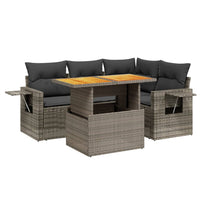 Set Divano da Giardino 5 pz con Cuscini Grigio in Polyrattan 3271739