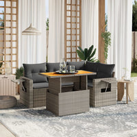 Set Divano da Giardino 5 pz con Cuscini Grigio in Polyrattan 3271739