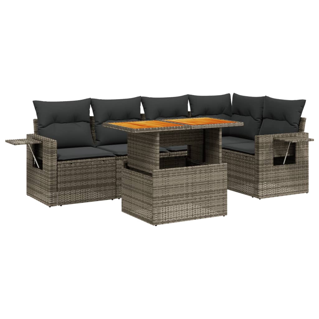 Set Divano da Giardino 6 pz con Cuscini Grigio in Polyrattan 3271746