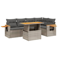 Set Divano da Giardino 6 pz con Cuscini Grigio in Polyrattan 3271746