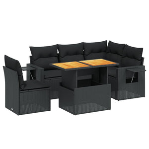 Set Divano da Giardino 6 pz con Cuscini Nero in Polyrattan 3271755