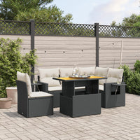 Set Divano da Giardino 6 pz con Cuscini Nero in Polyrattan 3271756