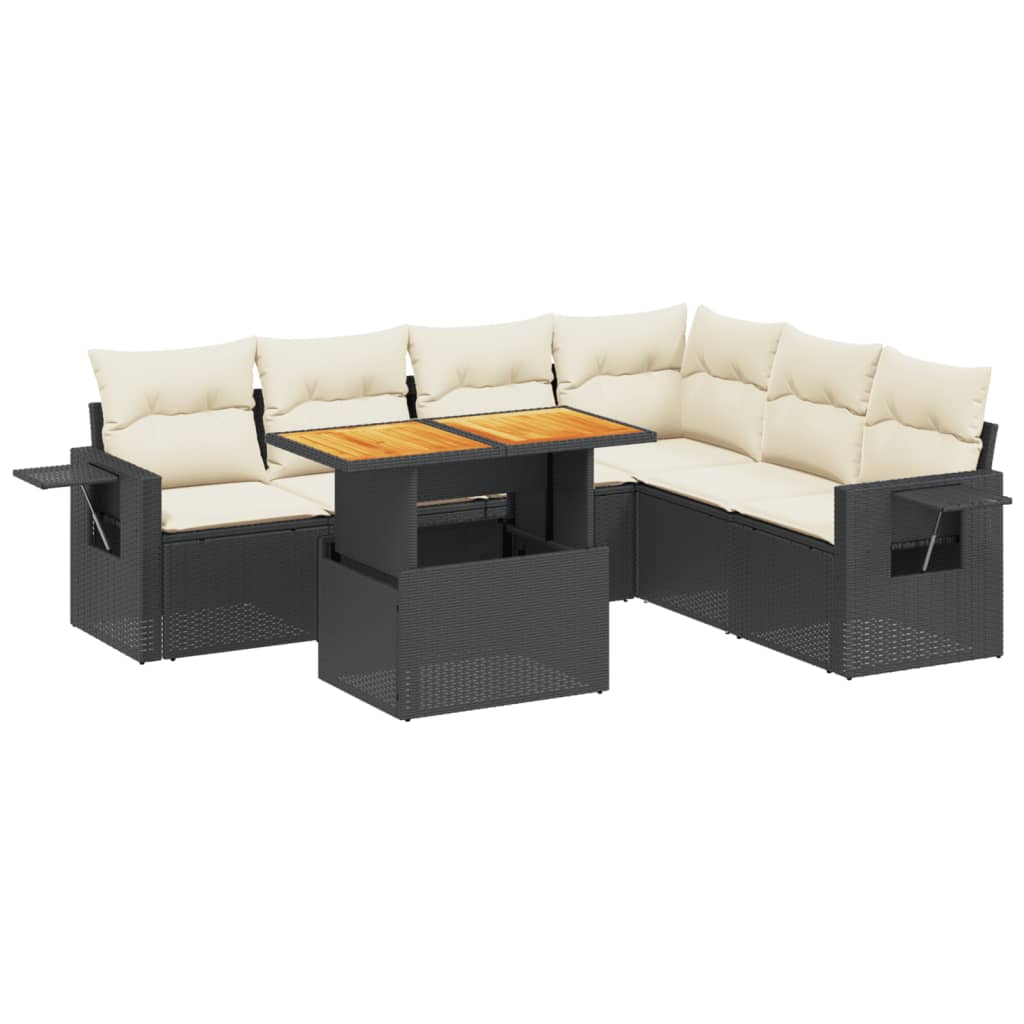 Set Divani da Giardino con Cuscini 7pz Nero Polyrattan 3271770