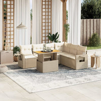 Set Divani da Giardino 7 pz con Cuscini Beige in Polyrattan 3271772