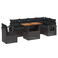 Set Divani da Giardino con Cuscini 7pz Nero Polyrattan 3271776