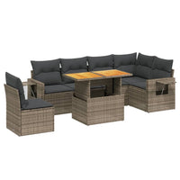 Set Divani da Giardino 7 pz con Cuscini Grigio in Polyrattan 3271781