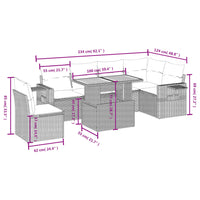 Set Divani da Giardino 7 pz con Cuscini Grigio in Polyrattan 3271781