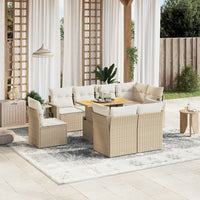 Set Divano da Giardino 9 pz con Cuscini Beige in Polyrattan 3271849