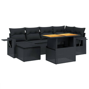 Set Divani da Giardino con Cuscini 7pz Nero Polyrattan 3271853