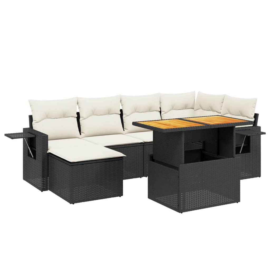 Set Divani da Giardino con Cuscini 7pz Nero Polyrattancod mxl 112904