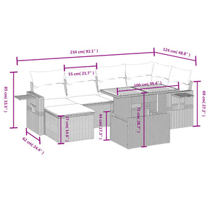 Set Divani da Giardino 7 pz con Cuscini Grigio in Polyrattan 3271858