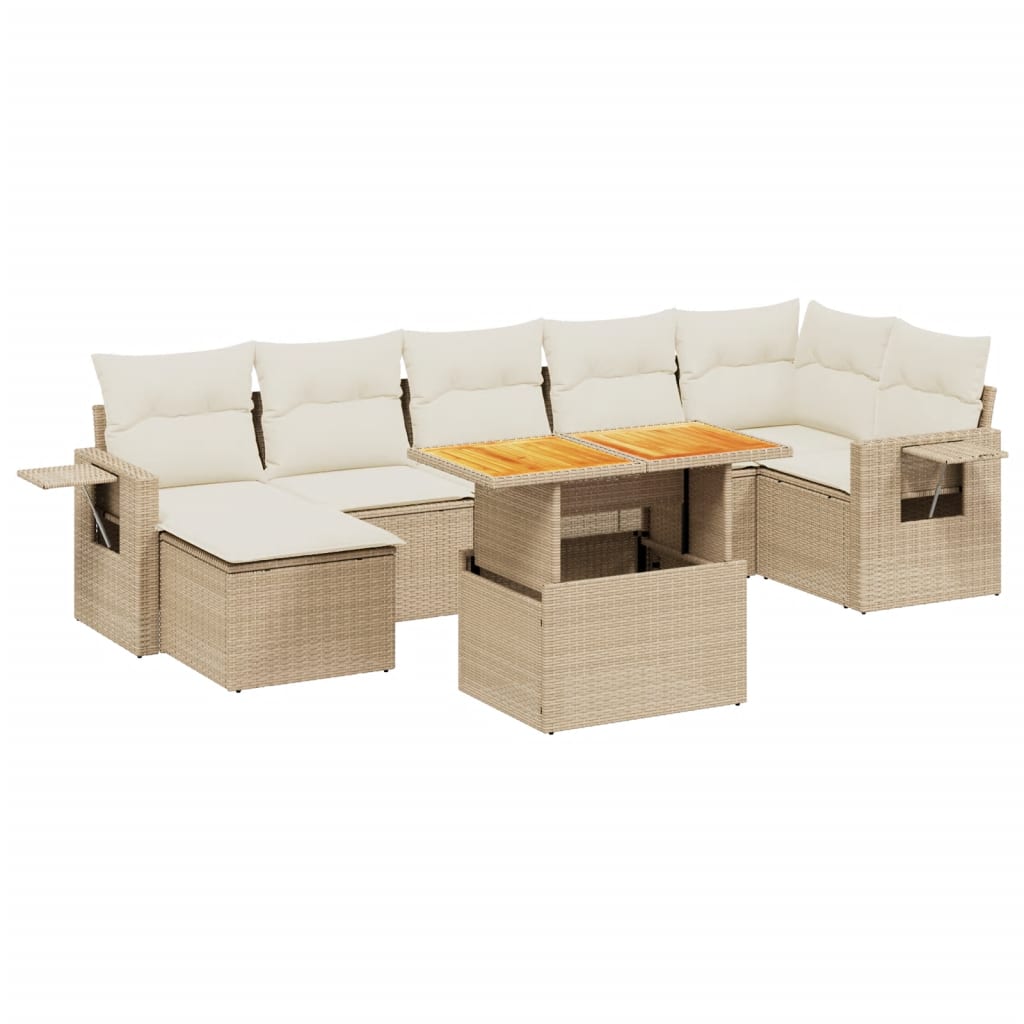 Set Divano da Giardino 8 pz con Cuscini Beige in Polyrattan 3271863