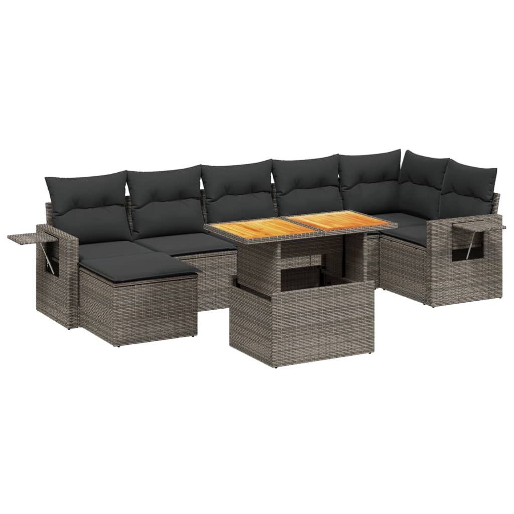 Set Divano da Giardino 8 pz con Cuscini Grigio in Polyrattan 3271865