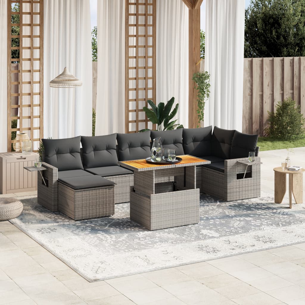 Set Divano da Giardino 8 pz con Cuscini Grigio in Polyrattan 3271865