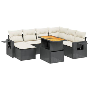 Set Divani da Giardino con Cuscini 8 pz Nero in Polyrattan 3271868