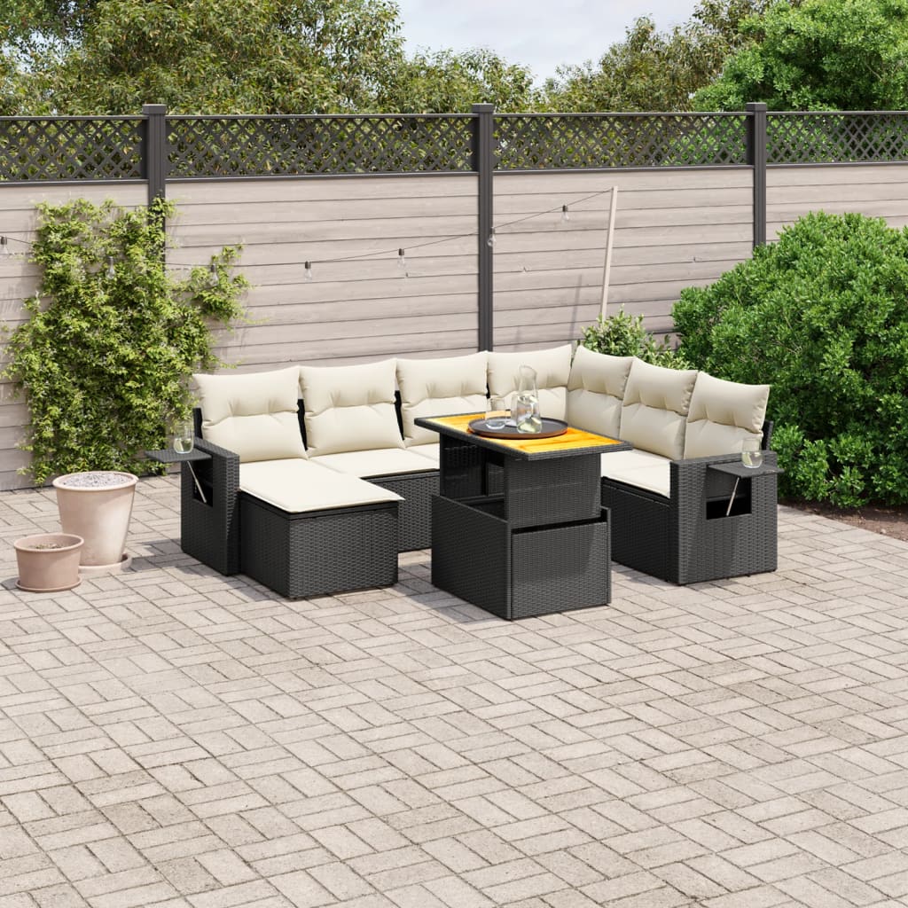 Set Divani da Giardino con Cuscini 8 pz Nero in Polyrattan 3271868