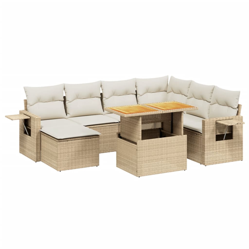 Set Divano da Giardino 8 pz con Cuscini Beige in Polyrattan 3271870