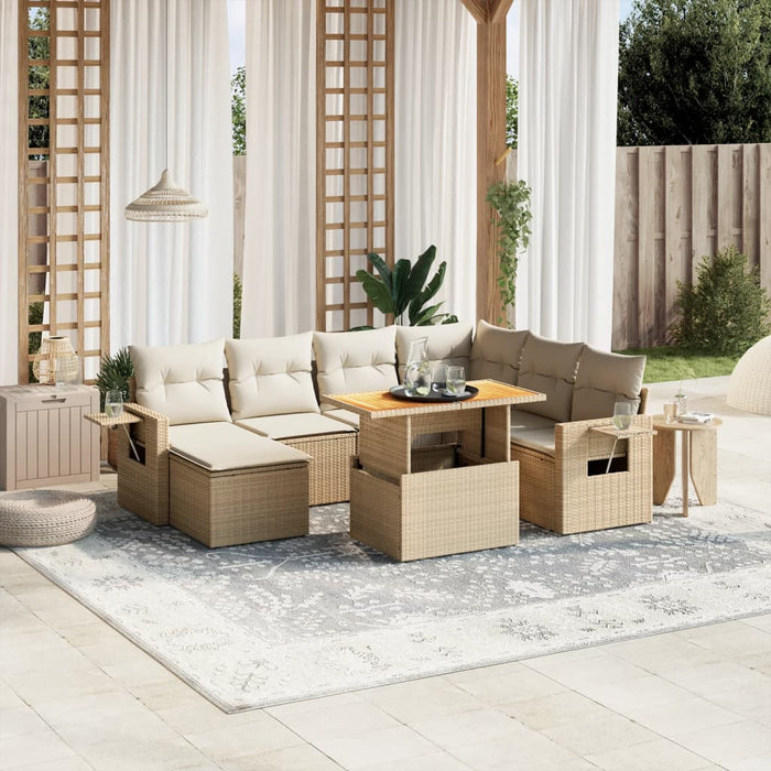 Set Divano da Giardino 8 pz con Cuscini Beige in Polyrattan 3271870