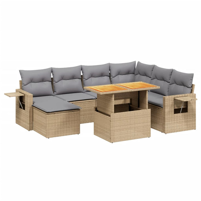 Set Divano da Giardino 8 pz con Cuscini Beige in Polyrattan 3271871