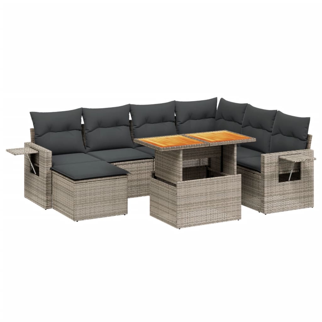 Set Divano da Giardino 8 pz con Cuscini Grigio in Polyrattan 3271872